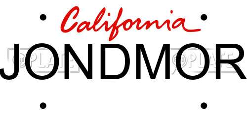 JONDMOR California License Plate
