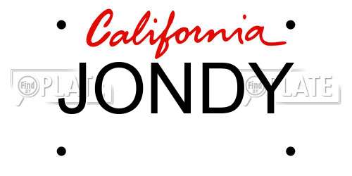 JONDY California License Plate