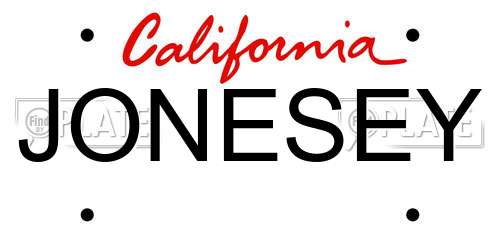 JONESEY California License Plate