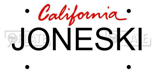 JONESKI California License Plate