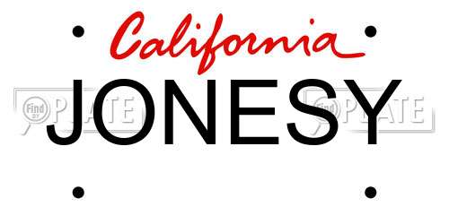 JONESY California License Plate