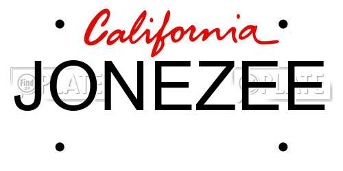 JONEZEE California License Plate