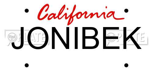 JONIBEK California License Plate