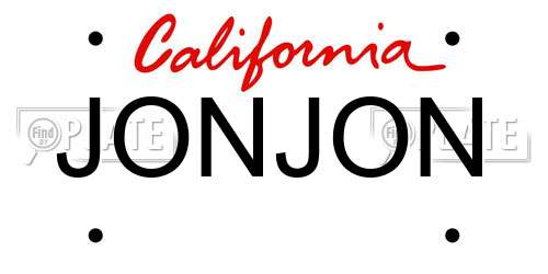JONJON California License Plate