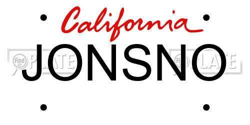 JONSNO California License Plate