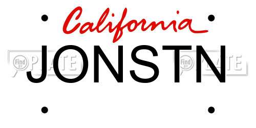 JONSTN California License Plate