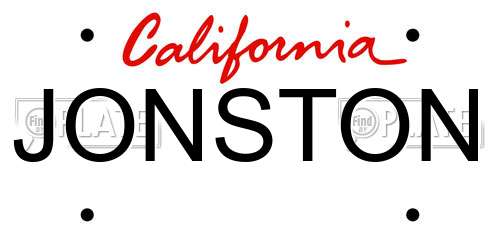 JONSTON California License Plate