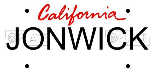 JONWICK California License Plate