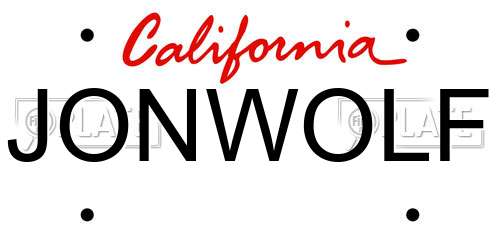 JONWOLF California License Plate