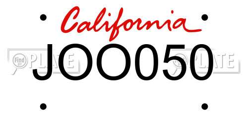 JOO050 California License Plate