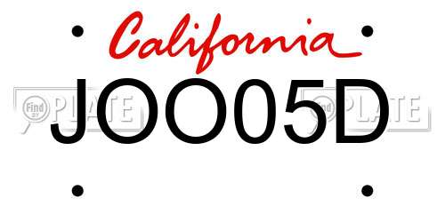 JOO05D California License Plate