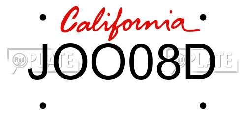 JOO08D California License Plate