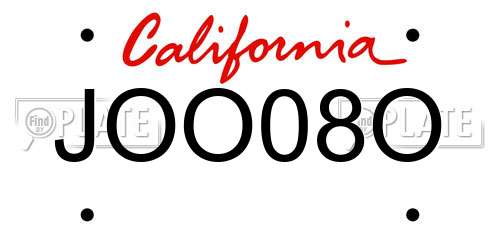 JOO08O California License Plate