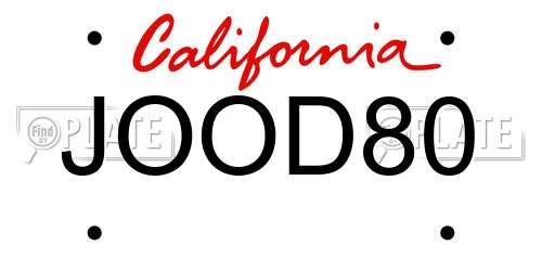 JOOD80 California License Plate