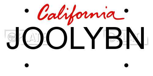 JOOLYBN California License Plate