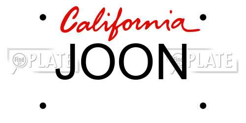 JOON California License Plate