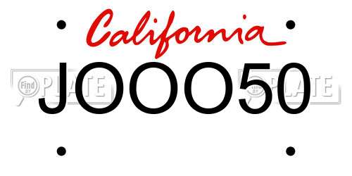 JOOO50 California License Plate