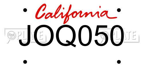 JOQ050 California License Plate