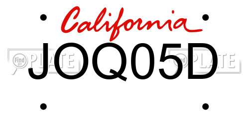 JOQ05D California License Plate