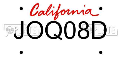 JOQ08D California License Plate