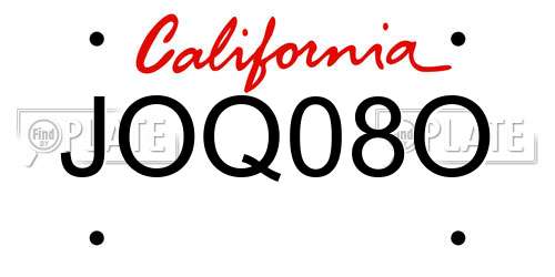 JOQ08O California License Plate