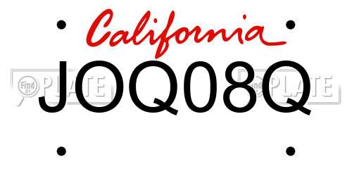 JOQ08Q California License Plate