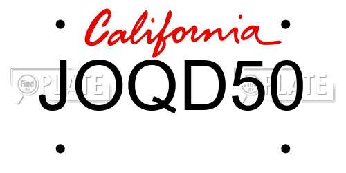 JOQD50 California License Plate