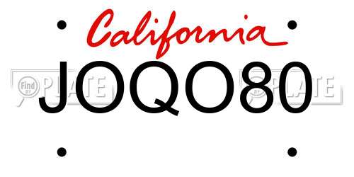 JOQO80 California License Plate