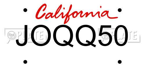 JOQQ50 California License Plate