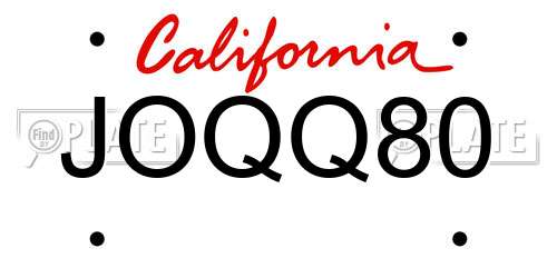 JOQQ80 California License Plate