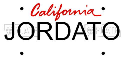 JORDATO California License Plate