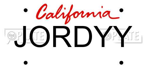 JORDYY California License Plate
