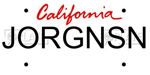 JORGNSN California License Plate