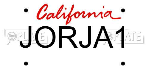 JORJA1 California License Plate