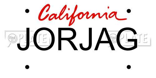 JORJAG California License Plate