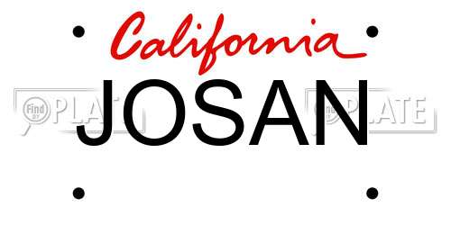 JOSAN California License Plate