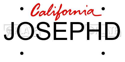 JOSEPHD California License Plate