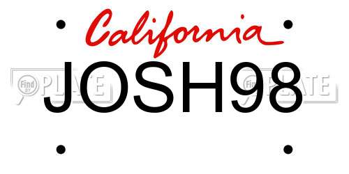 JOSH98 California License Plate