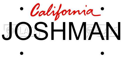 JOSHMAN California License Plate