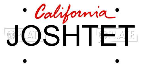 JOSHTET California License Plate