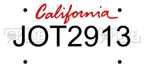 JOT2913 California License Plate