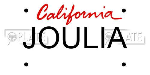 JOULIA California License Plate