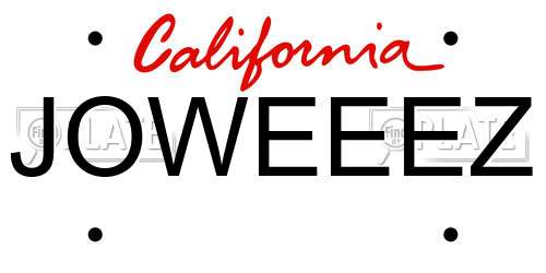 JOWEEEZ California License Plate