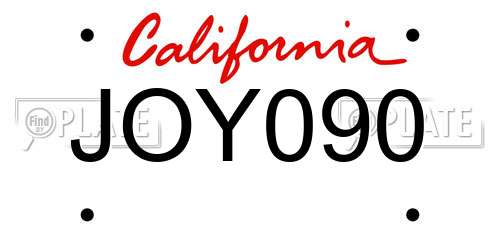 JOY090 California License Plate