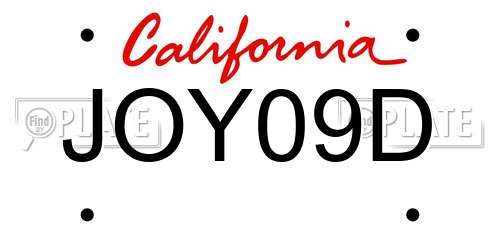 JOY09D California License Plate