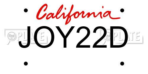 JOY22D California License Plate