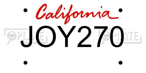 JOY270 California License Plate