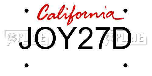JOY27D California License Plate