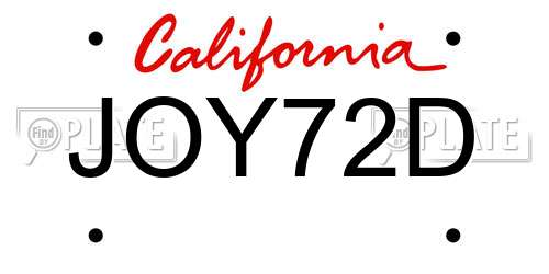 JOY72D California License Plate
