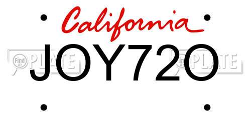 JOY72O California License Plate